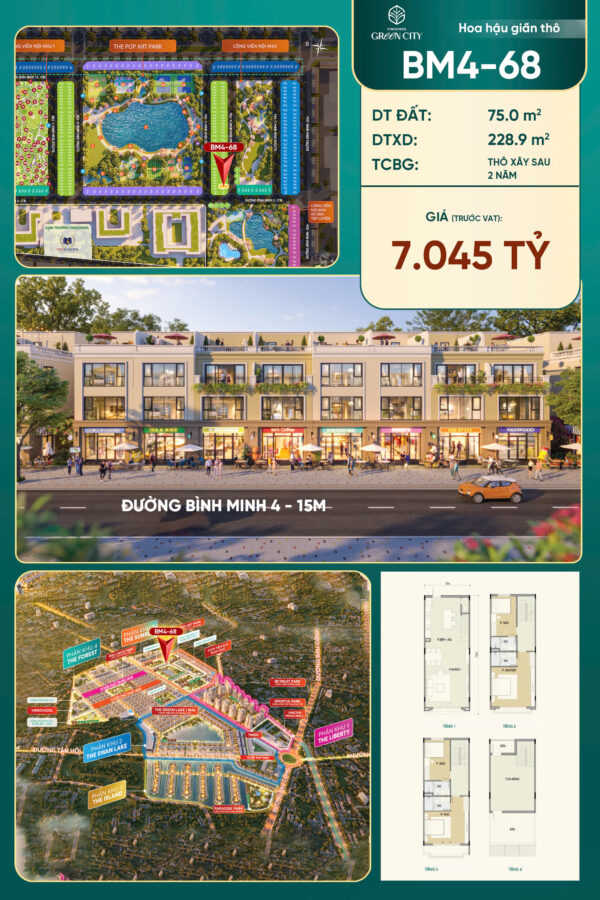 nhà phố vinhomes green city 75m2