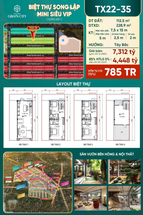 Chuyển nhượng biệt thự song lập Green City