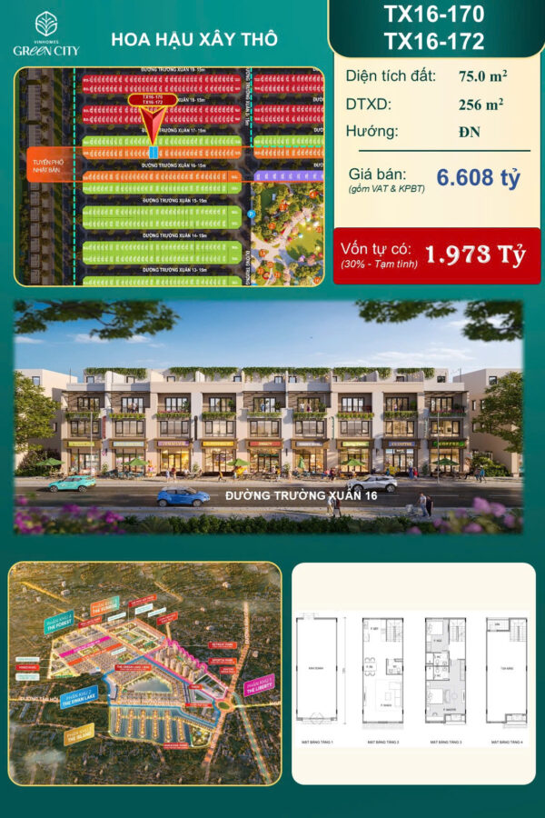 Nhượng nhà phố kinh doanh tại đường Trường Xuân 16 - Green City - Ảnh 2