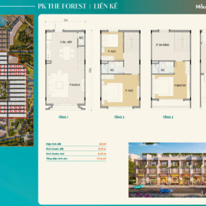 Mặt bằng thiết kế mẫu nhà 60m2 (5x12) Vinhomes Green City
