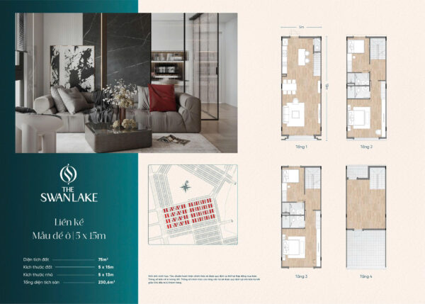 Bán Nhà Phố Liền Kề 5x15, Phân Khu The Swanlake Vinhomes Green City - Ảnh 2