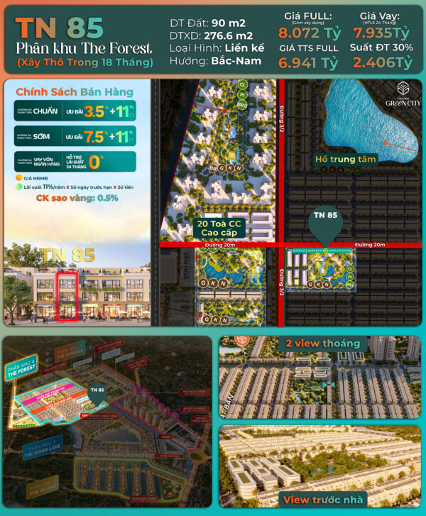 Bán Nhà Phố Liên Kề 90m2 Tại The Forest, Vinhomes Green City