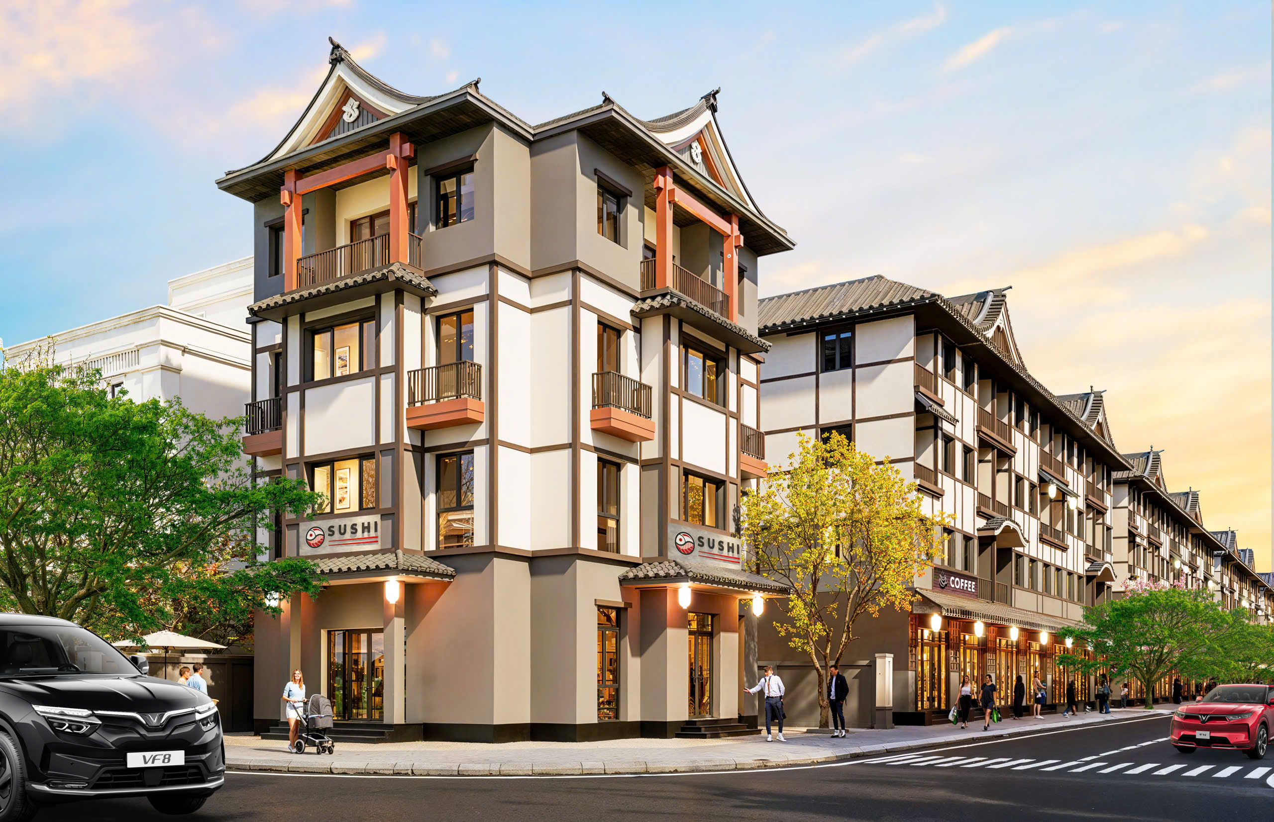 Phối cảnh lô góc biệt thự khu phố Trung Hoa, Vinhomes Green City