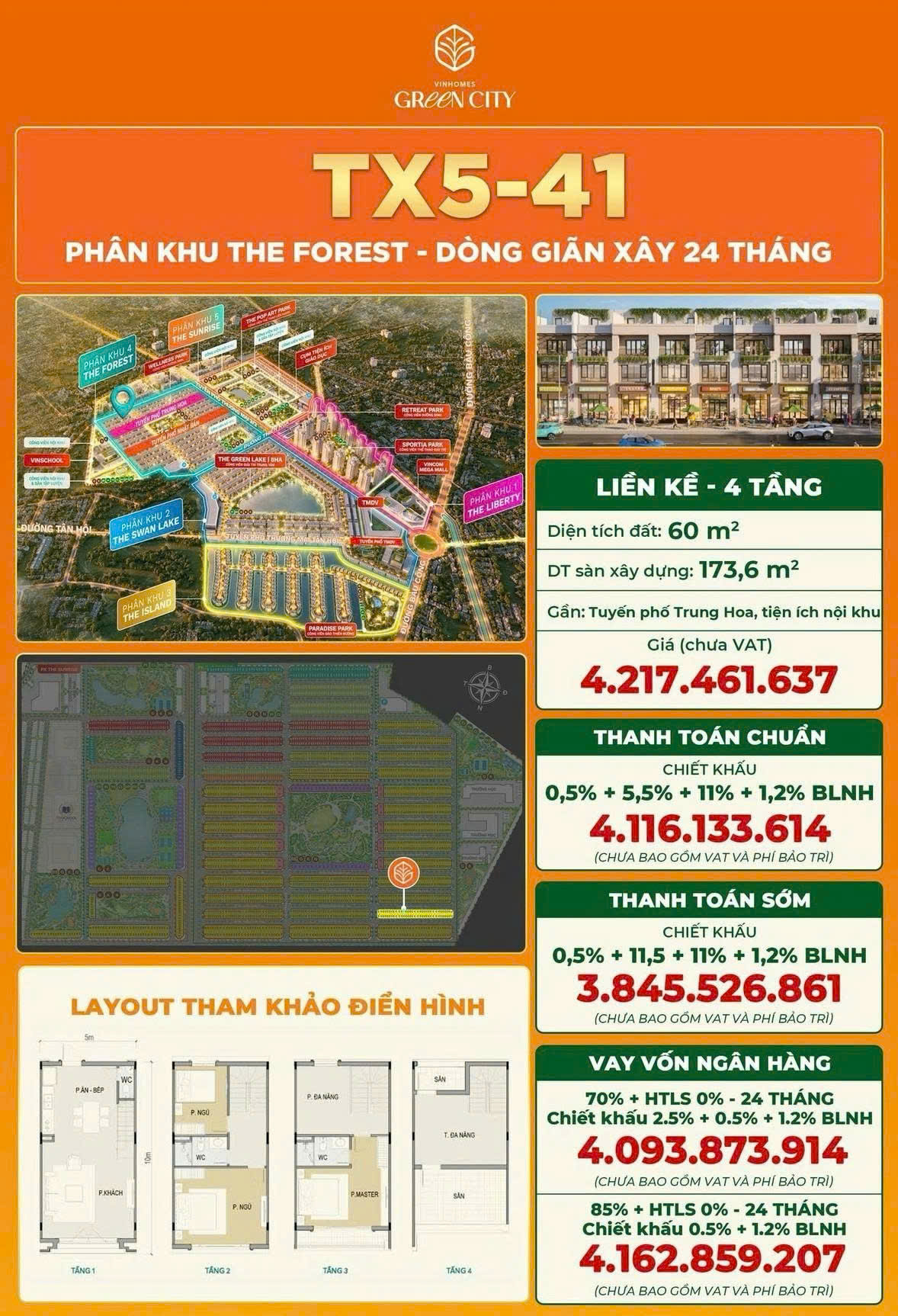 Bán nhà phố 60m2 dòng giãn xây 24 tháng giá cực tốt Tại Vinhomes Hậu Nghĩa