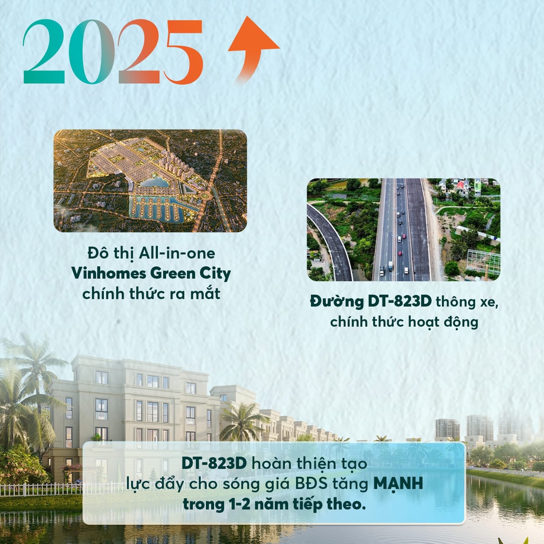 Vinhomes Green City chính thức ra mắt, DT-823D thông xe tạo lực đẩy đầu tiên cho chu kỳ tăng giá bất động sản khu vực.