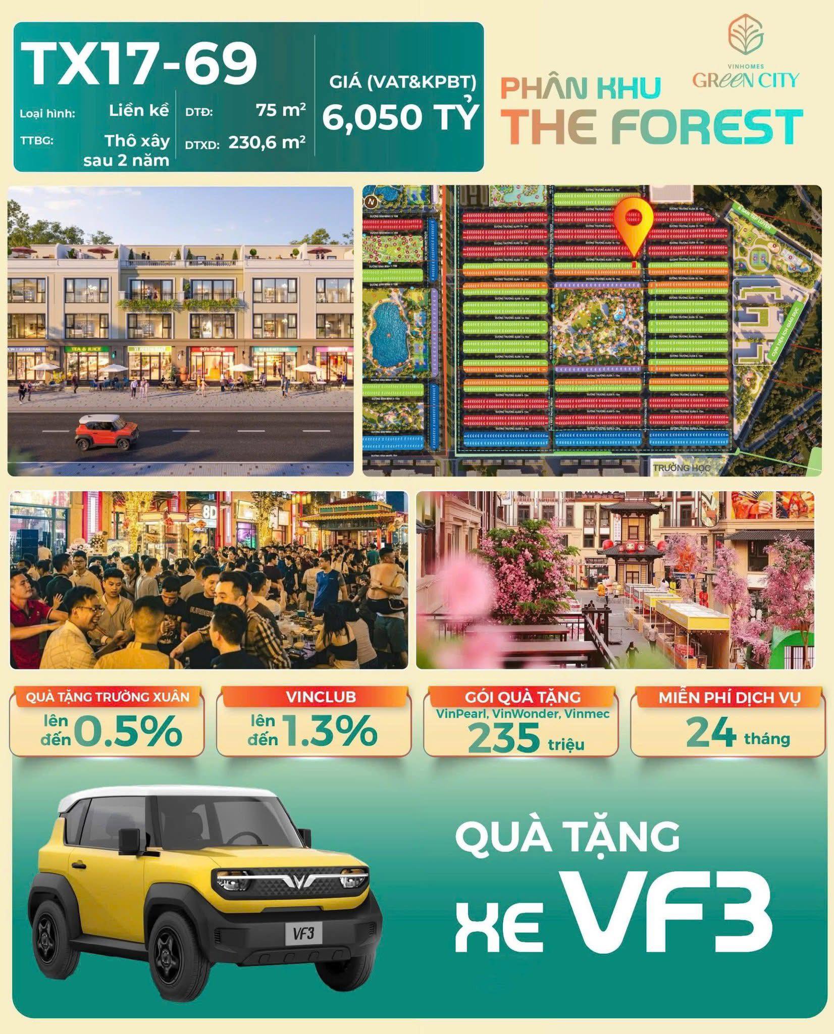 Bán căn liền kề tại The Forest và ưu đãi đặc biệt tặng kèm xe VF3