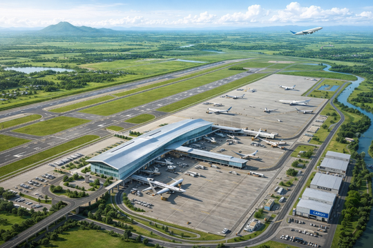 Mô phỏng sân bay Tây Ninh sau khi dưa vào khai thác thương mại (Ảnh minh họa)